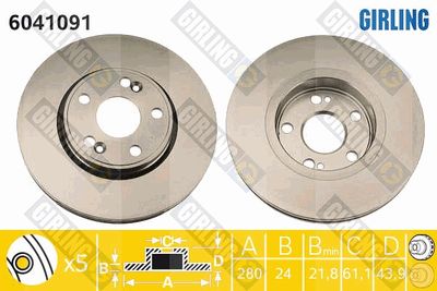 GIRLING 6041091 Тормозные диски для RENAULT SCÉNIC I вэн (JA0/1_, FA0_)