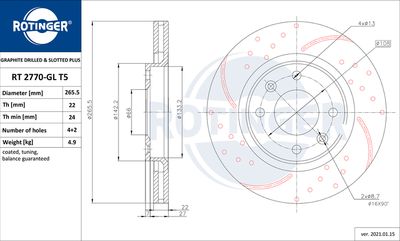 Tarcza hamulcowa ROTINGER RT 2770-GL T5