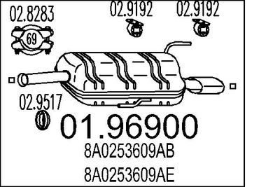 MTS 01.96900 Глушитель выхлопных газов  для AUDI 80 (Ауди 80)