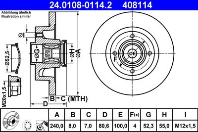 Тормозной диск ATE 24.0108-0114.2 для RENAULT MODUS