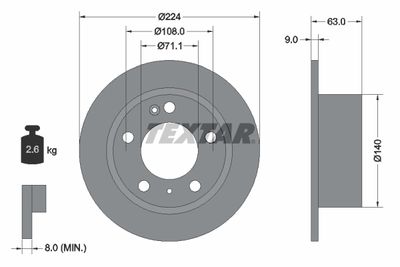 Тормозной диск TEXTAR 92054500 для CITROËN XM