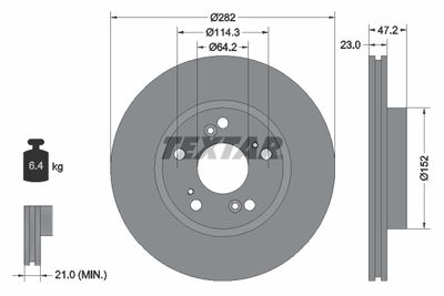 Тормозной диск TEXTAR 92144403 для BYD F6