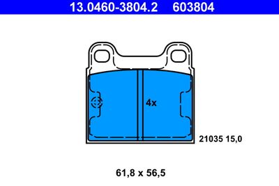 Комплект тормозных колодок, дисковый тормоз ATE 13.0460-3804.2 для MERCEDES-BENZ PAGODE