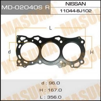 Прокладка, головка цилиндра MASUMA MD-02040SRH для NISSAN MURANO