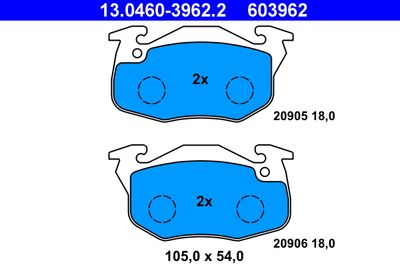 Комплект тормозных колодок, дисковый тормоз ATE 13.0460-3962.2 для CITROËN SAXO