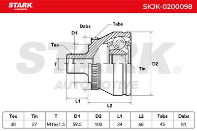 каре комплект, полуоска STARK SKJK-0200098