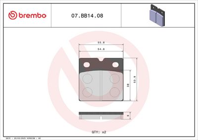 BREMSBELAGSATZ SCHEIBENBREMSE BREMBO 07BB1408 1