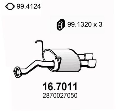 Глушитель выхлопных газов конечный ASSO 16.7011 для HYUNDAI COUPE