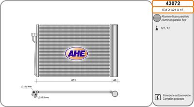 AHE 43072 Радіатор кондиціонера 