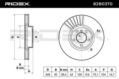 спирачен диск RIDEX 82B0370