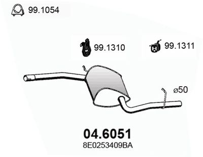 ASSO 04.6051 Глушитель выхлопных газов  для AUDI A4 (Ауди А4)