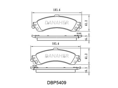 DANAHER DBP5409 Тормозные колодки и сигнализаторы  для CHEVROLET  (Шевроле Силверадо)