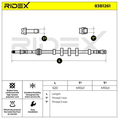 спирачен маркуч RIDEX 83B1261
