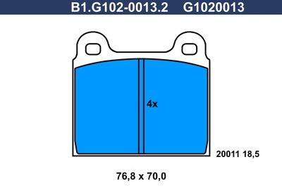 B1.G102-0013.2 GALFER Комплект тормозных колодок, дисковый тормоз