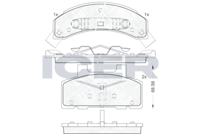 Комплект тормозных колодок, дисковый тормоз ICER 181414 для BUICK LESABRE