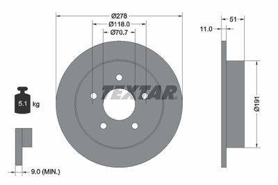 Тормозной диск TEXTAR 92099800 для CHEVROLET TRANS
