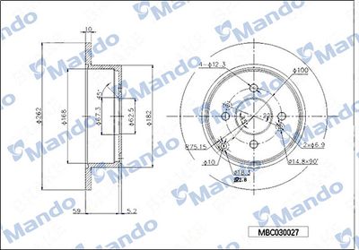 MANDO MBC030027 Тормозные диски MANDO для KIA RIO