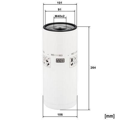 Filtr, pracovní hydraulika MANN-FILTER WD 11 003