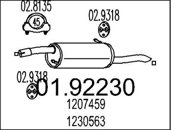 Глушитель выхлопных газов конечный MTS 01.92230 для FORD FUSION