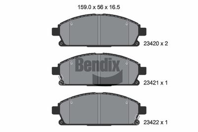 Комплект тормозных колодок, дисковый тормоз BENDIX Braking BPD1973 для ACURA MDX