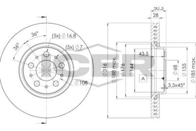 спирачен диск ICER 78BD6074-2