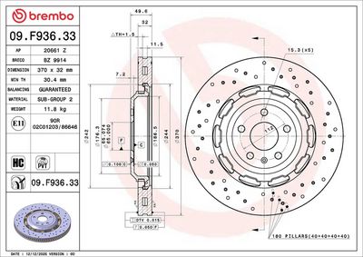 спирачен диск BREMBO 09.F936.33
