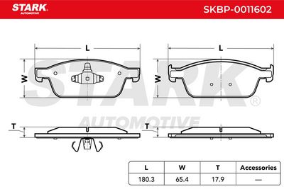комплект спирачно феродо, дискови спирачки STARK SKBP-0011602