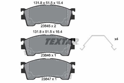 Комплект тормозных колодок, дисковый тормоз TEXTAR 2384504 для MAZDA MX-6