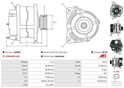 GENERATOR / ALTERNATOR AS-PL A3395S 4