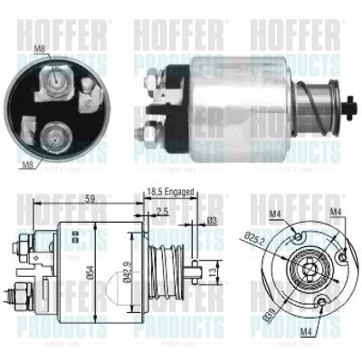 Тяговое реле, стартер HOFFER 46168 для KIA PREGIO