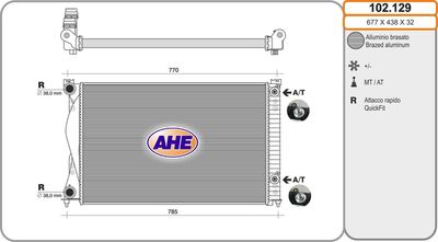 AHE 102.129 Радиатор охлаждения двигателя для AUDI A6 C6 (4F2)