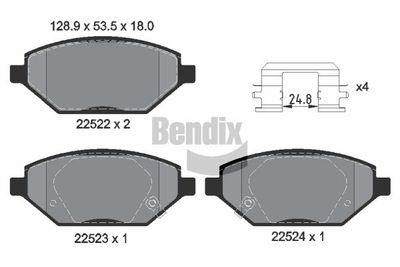 Комплект тормозных колодок, дисковый тормоз BENDIX Braking BPD1896 для OPEL KARL