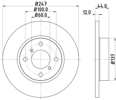 Тормозной диск HELLA 8DD 355 108-211 для OPEL AGILA