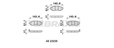 Комплект тормозных колодок, дисковый тормоз BRAXIS AB0158 для DAEWOO REZZO