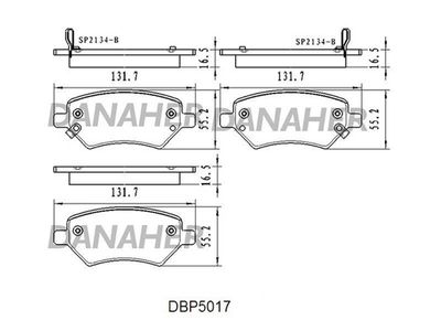 DANAHER DBP5017 Тормозные колодки и сигнализаторы  для LIFAN  (Лифан X60)