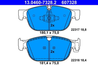 Комплект тормозных колодок, дисковый тормоз ATE 13.0460-7328.2 для VOLVO XC40