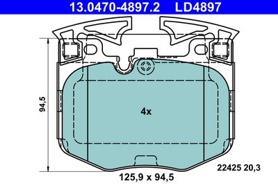 Комплект тормозных колодок, дисковый тормоз ATE 13.0470-4897.2 для TOYOTA SUPRA
