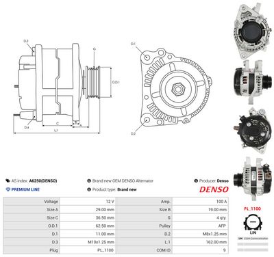 GENERATOR / ALTERNATOR AS-PL A6250DENSO 4