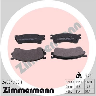 Комплект тормозных колодок, дисковый тормоз ZIMMERMANN 24004.165.1 для FORD USA PROBE
