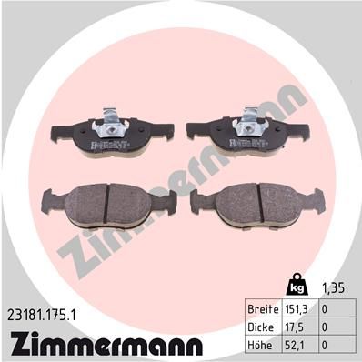 ZIMMERMANN Bremsbelagsatz, Scheibenbremse (23181.175.1)