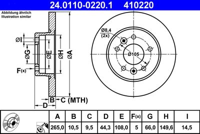 Тормозной диск ATE 24.0110-0220.1 для RENAULT SAFRANE