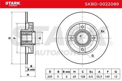 спирачен диск STARK SKBD-0022089