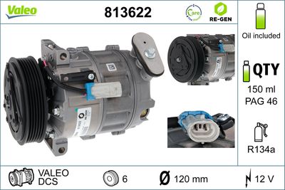 VALEO Compressor, airconditioning VALEO RE-GEN REMANUFACTURED (813622)