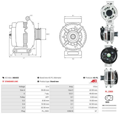 GENERATOR / ALTERNATOR AS-PL A6642S 4