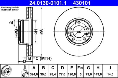 Тормозной диск ATE 24.0130-0101.1 для BMW 8