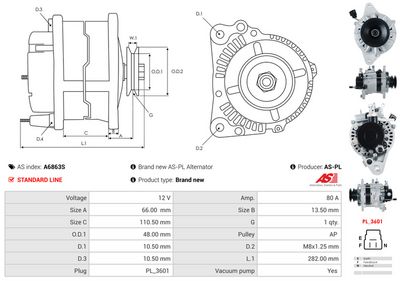 GENERATOR / ALTERNATOR AS-PL A6863S 5