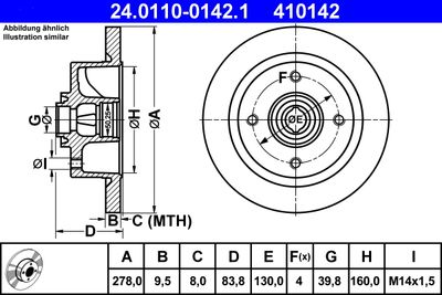 Тормозной диск ATE 24.0110-0142.1 для VW 1500,1600