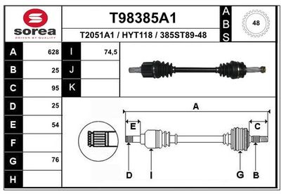 Приводной вал EAI T98385A1 для HYUNDAI GETZ