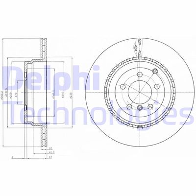 DELPHI BG9080C Тормозные диски  для LAND ROVER RANGE ROVER III (L322) 4.4 D 4x4