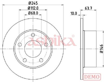 спирачен диск ASHIKA 61-00-0912C